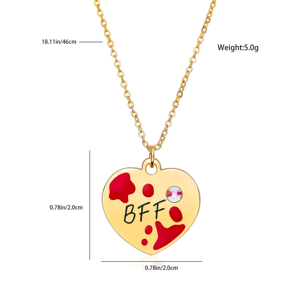 Classic Film Jennifer's Body Inspired BFF Necklace Best Friend Forever Jennifer&needy Enamel Zircon Fashion Pendant Jewelry