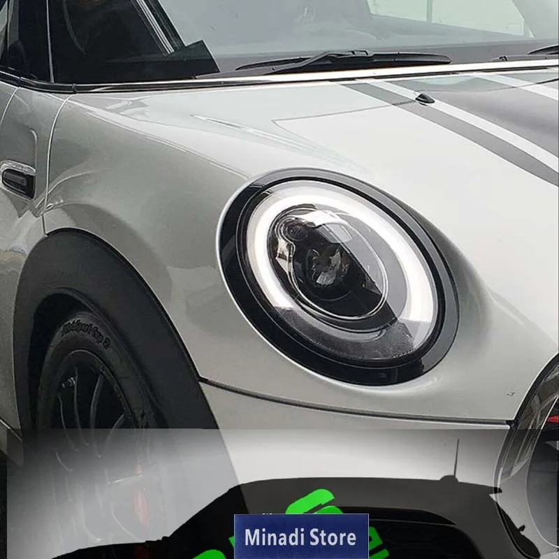 For Mini Gen 3 Cooper S JCW F56 Headlight Covers Gloss Black and Silver Gloss