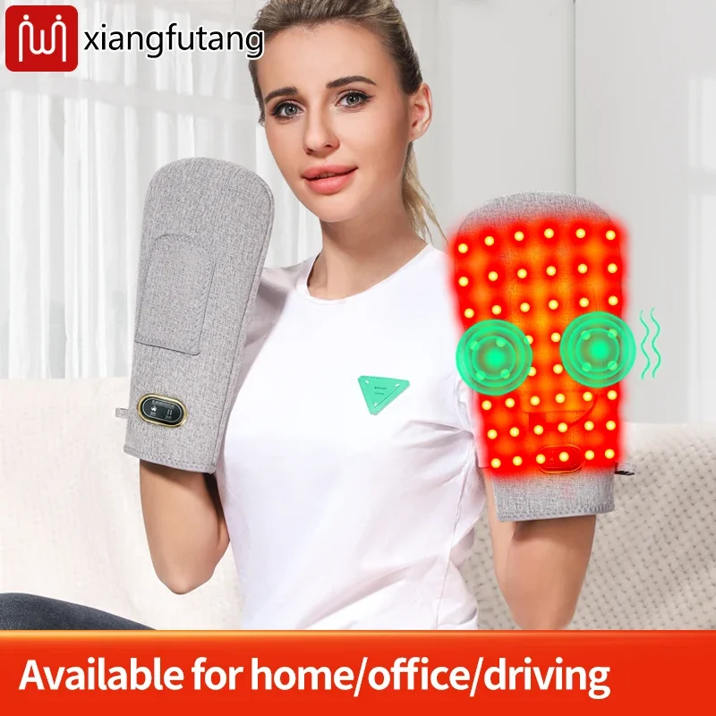 660&850nm Electric Red Light Heating Massage Glove Hand Fingers Wrist Hand Heating Massage and Muscle Relaxation Hand Massager