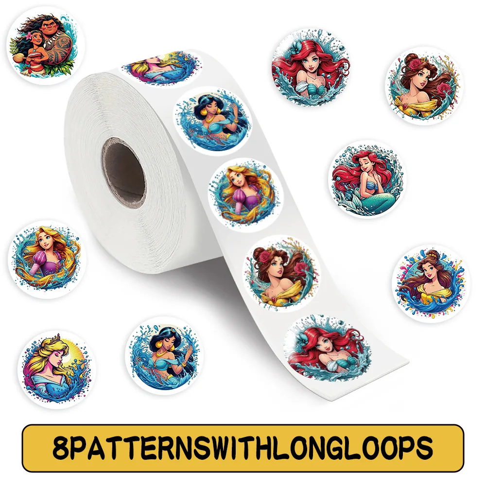 

500pcs/Roll Cartoon Princess Anime Stickers Roll Cute Mouse Sealing Label Decoration Decals Children Party Sticker Toy Gift