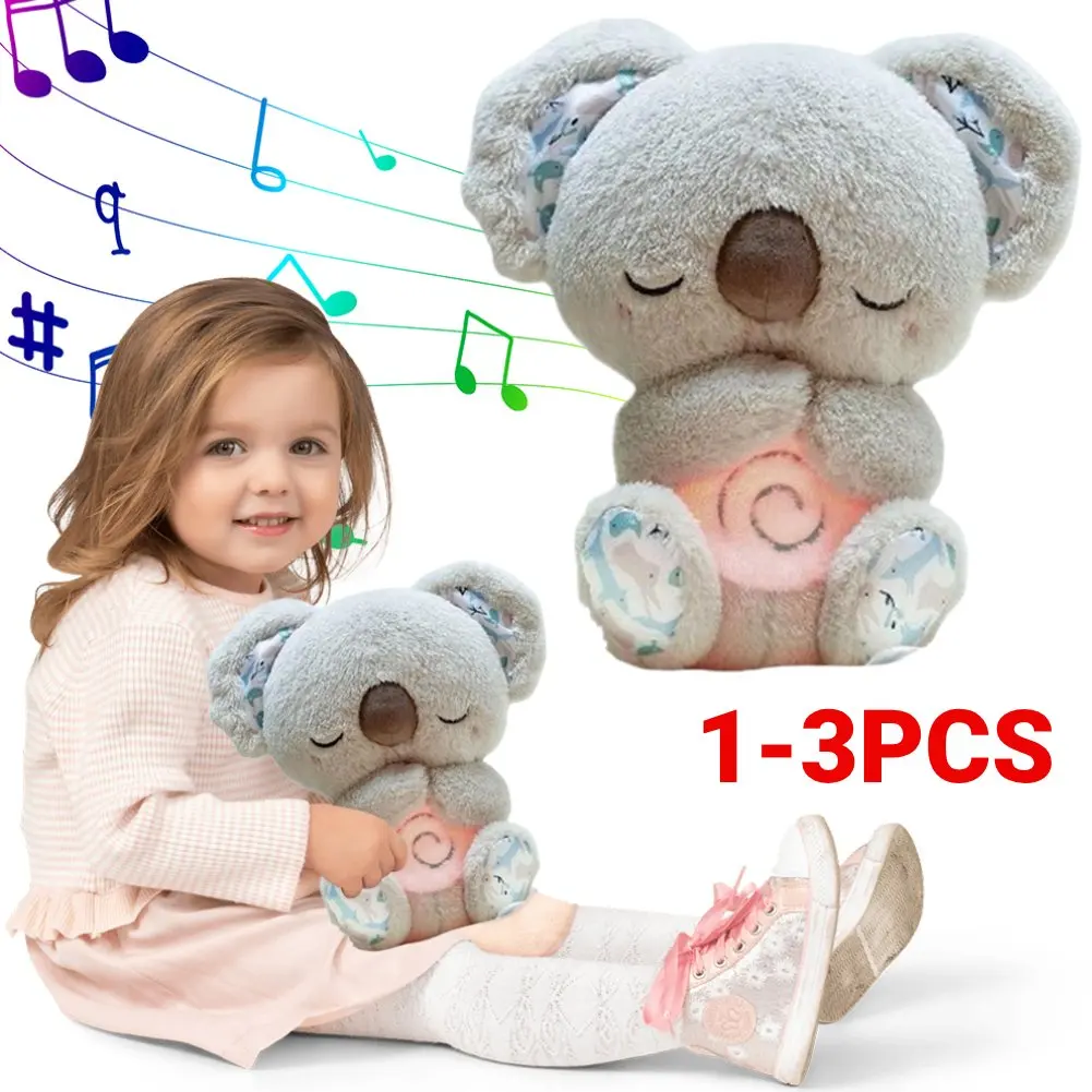 1-3pc Cute Koala Baby Sound Machine with Music Lights Rhythmic Breathing Motion Sleeping Music Toy Musical Baby Toy for Newborns