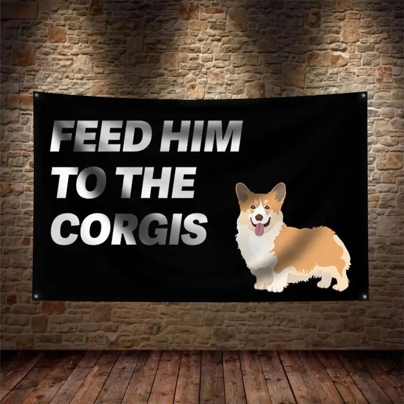 Corgi Dog Banner Tapestry Wall Art Pet Lover Flag Funny Gift Home Decor Dog Mom Dog Dad Cute Canine