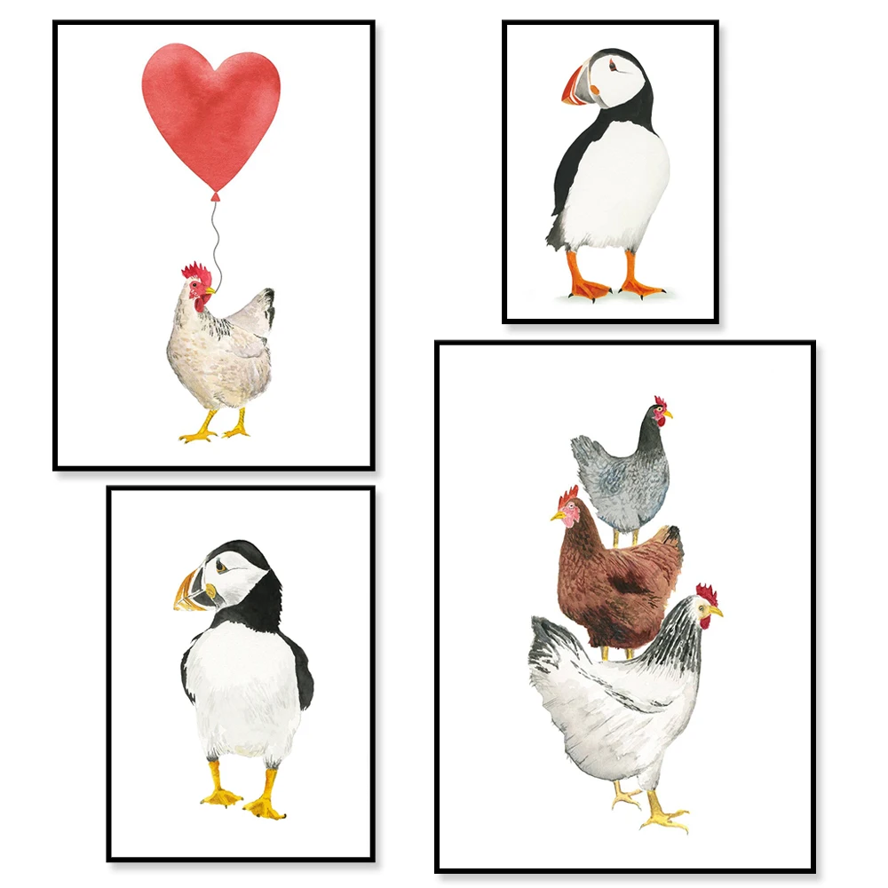 Chicken watercolour wall art, digital print, Country Farmhouse decor,