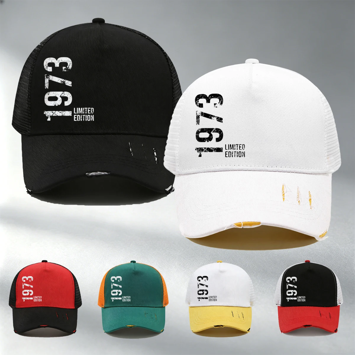 Unisex 1973 Printed Tear Design Baseball Cap-Trendy Design, Breathable Mesh, Suitable For Outdoor Sports, Casual Cap,Sports Cap