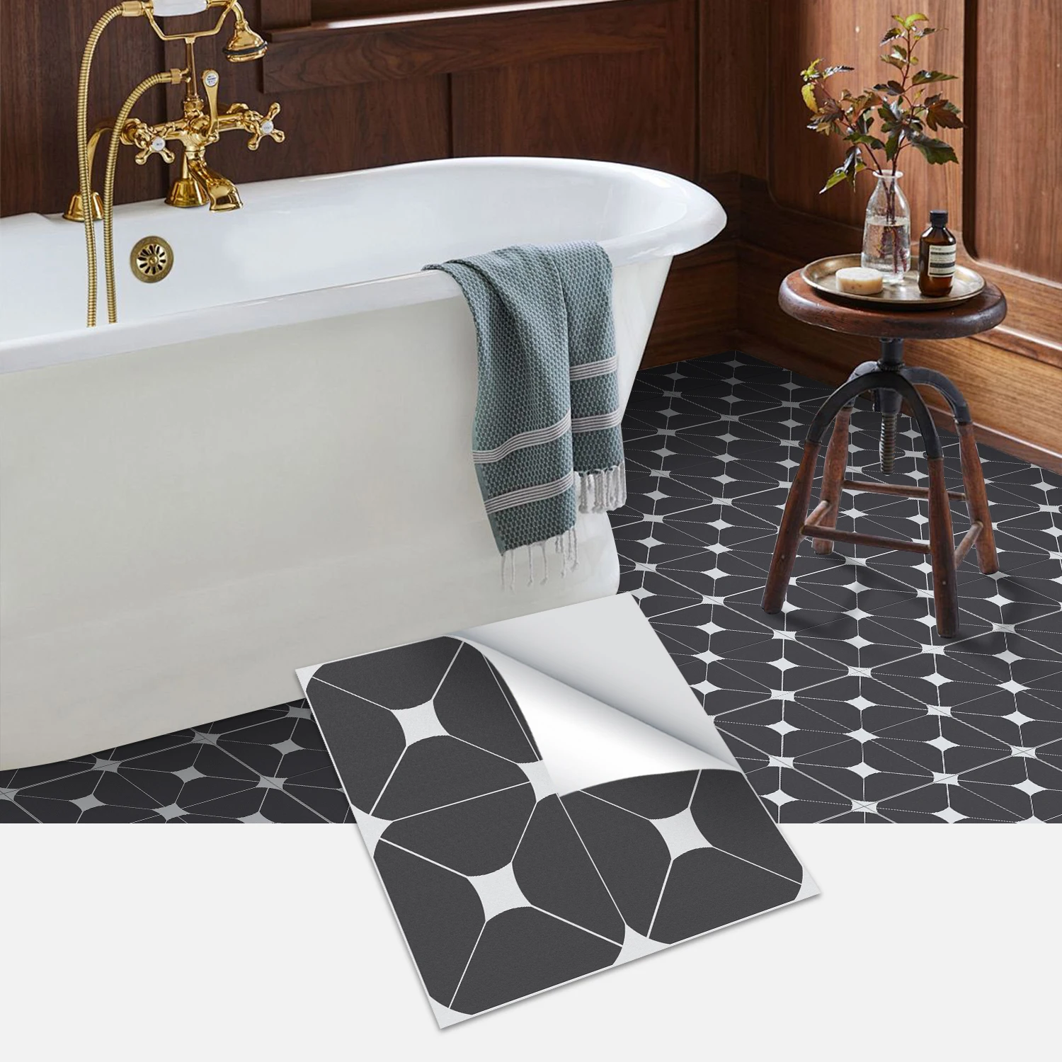 

Peel and Stick Moroccan Tile Stickers Self Adhesive Waterproof Floor Wall Decals (20x20cm/30x30cm, 5/20PCS)