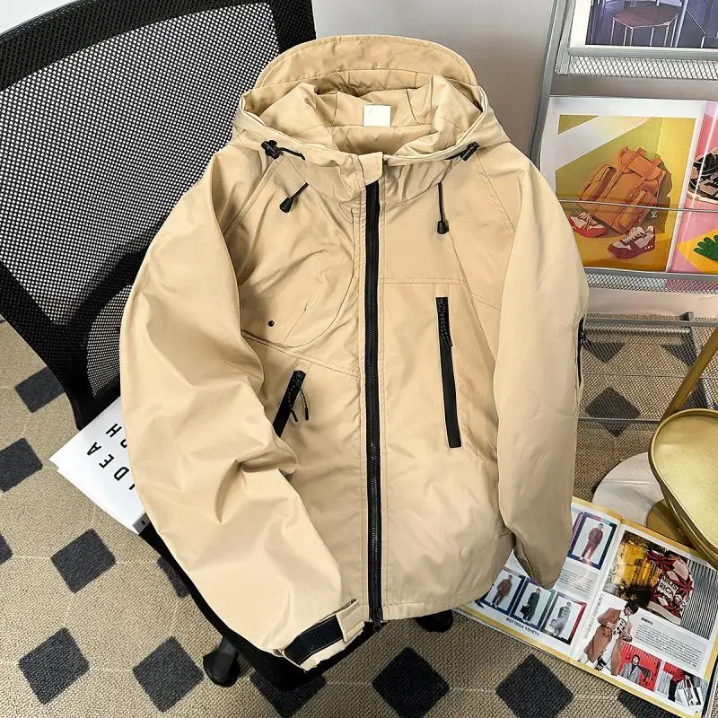 

American Hooded Sweatshirt Trendy Brand Multi Pocket Jacket Men's Loose Outdoor Casual Workwear Jacket