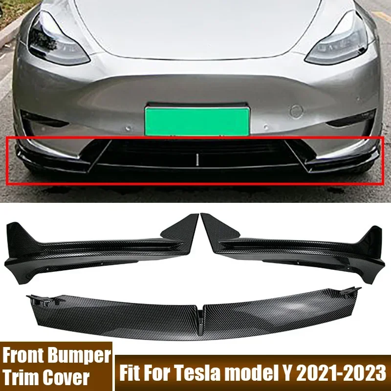 Front Bumper Protective Cover Kit Fit For Tesla model Y 2021 2022 2023 Car Modification Accessories Front Lip Spoiler Trim Cover