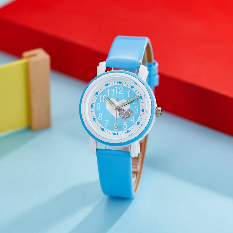 Cute stylish children's kids girls's digital watches girls Glitter love luminous pointer leather birthday gifts Princess watches