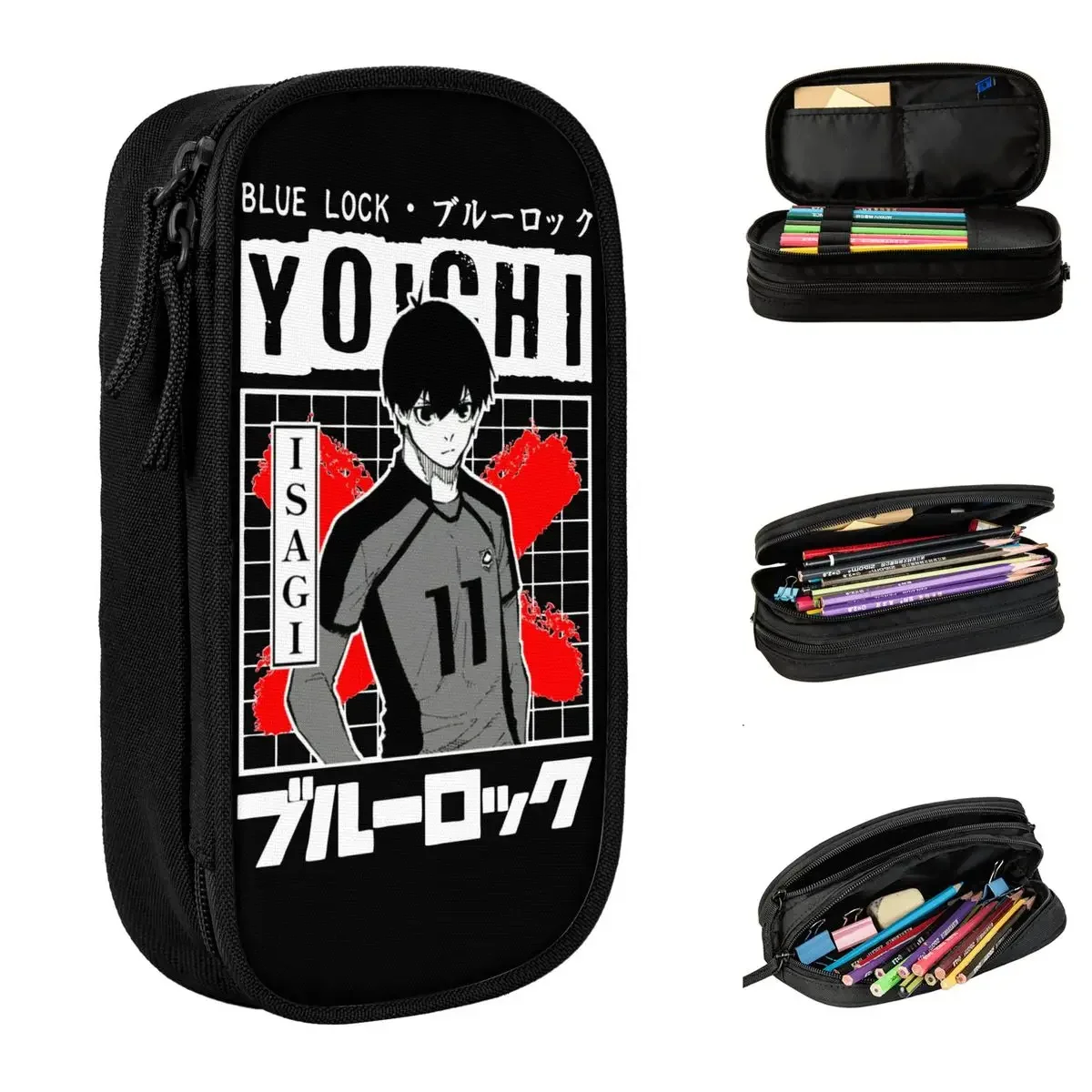 Blue Lock Yoichi Isagi Manga Pencil Cases Cute Pen Holder Bag Student Big Capacity School Supplies Gift Pencilcases