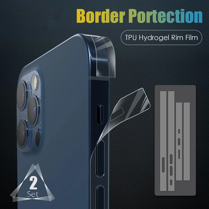 Carbon Fiber Sticker Matte Colour Phone Side Film For iPhone 15 14 Plus 13 Pro Max Protective Border Hydrogel Film for 12 mini