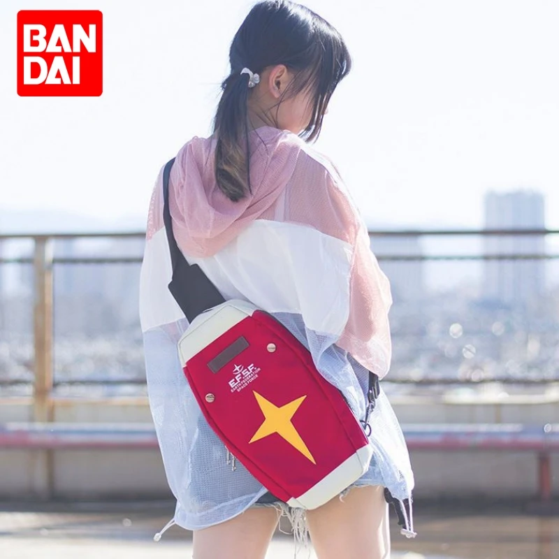 Hot Selling Mobile Suit Gmd Rx-78-2 Anime Peripherals Red Canvas Black Leather Single Shoulder Bag Inclined Shoulder Bag Gifts