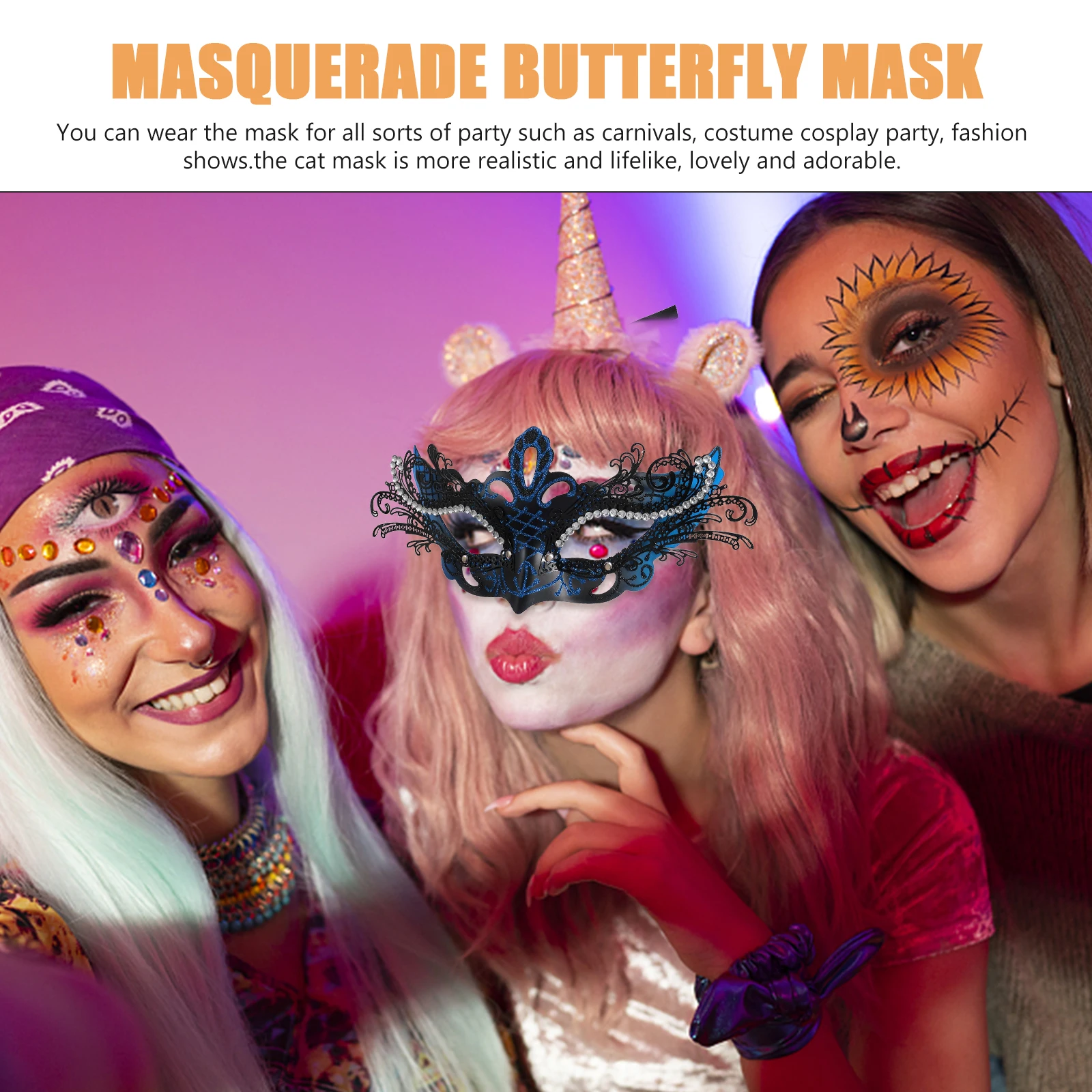 

Butterfly Mask Iron Plastic Material Masquerade Ball Halloween Party Cosplay Costume Half Face Mask for Women Masquerade Masks