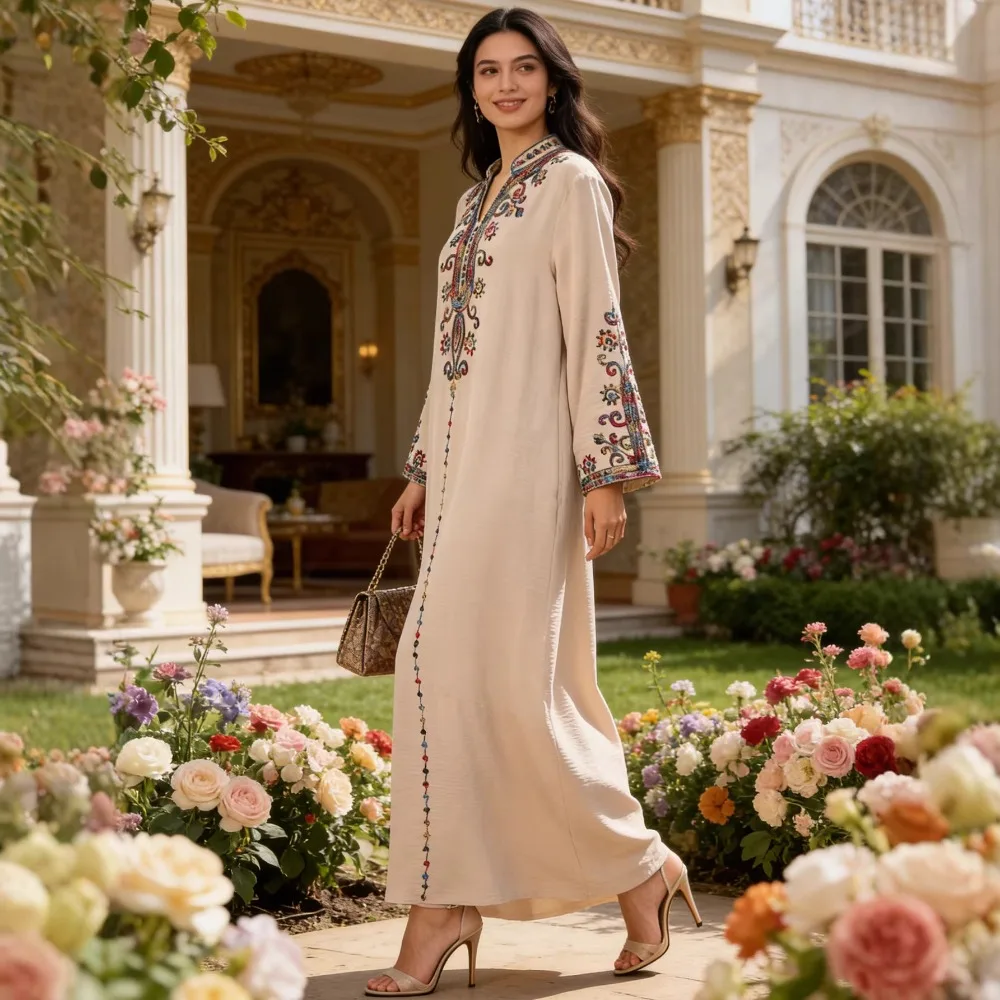 Muslim Abaya for Women Party Dresses Embroidery Long Robe Eid Ramadan Dubai Abayas Kaftan Arab Jalabiya Modest Vestidos Morocco