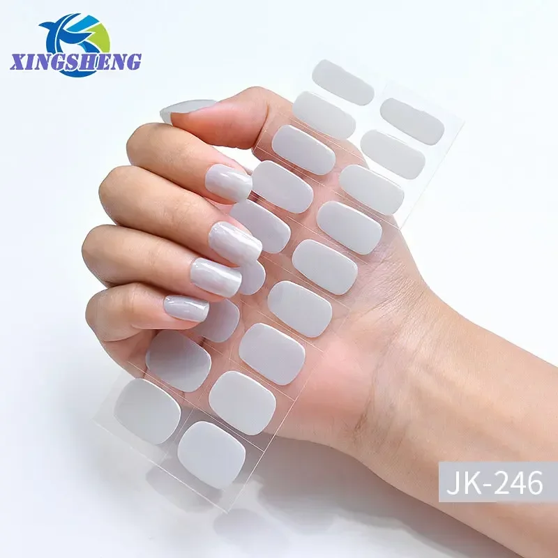 New Arrival Nail Charms Gel Sticker Wraps Simple Solid Color Semi Cured Gel Nail Sticker set for UV Lamp Designer Nail Art Decor