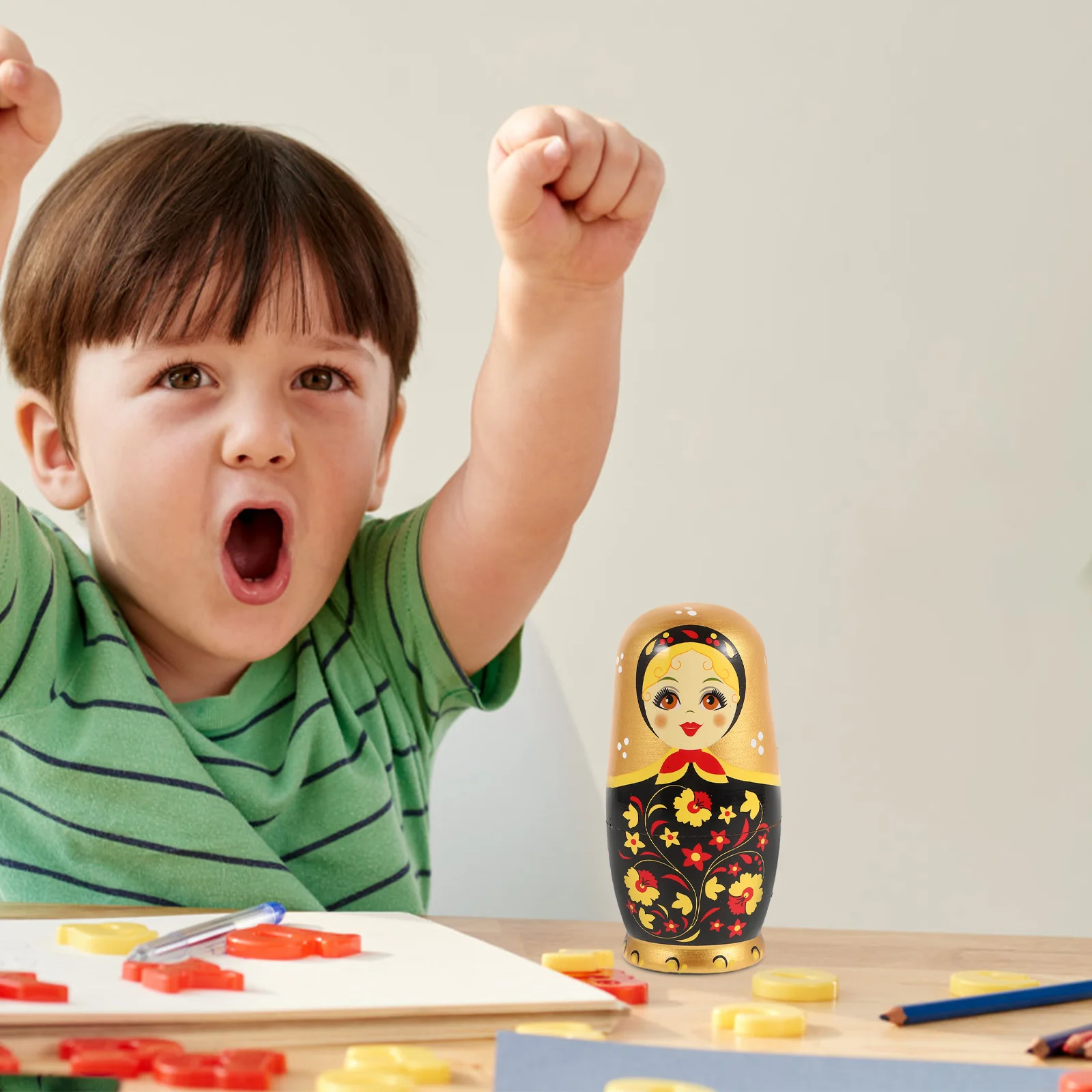 Matryoshka artesanal russa brinquedos animais empilhando bonecas aninhadas criança