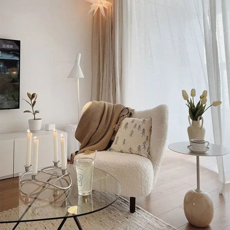 Minimalist marble soft decoration  model room bedroom Nordic sofa edge corner few round edge