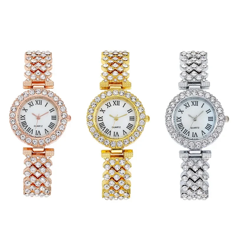 MAYZHISU Women Watches Fashion Women Quartz Wristwatch Small Round Dial Alloy Strap Waterproof Diamond Bracelet Clock for Ladies