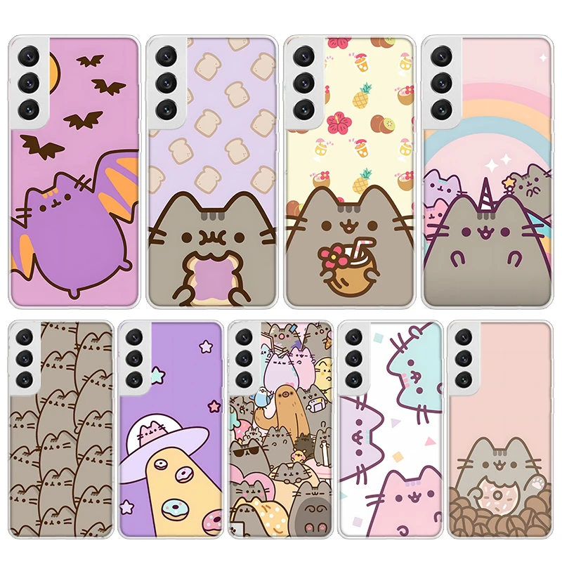 Cartoon Pusheen Cat Silicon Phone Case For Samsung Galaxy S23 S24 S25 Ultra S21 Plus S20 FE S22 S10 + S10E Cover Funda