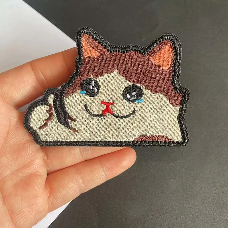 Luminous Ghost Cat,Cartoon Fabric Stickers Embroidery Hook and Loop Patches Glow in Dark Tactical Badge For Backpack,Clothing