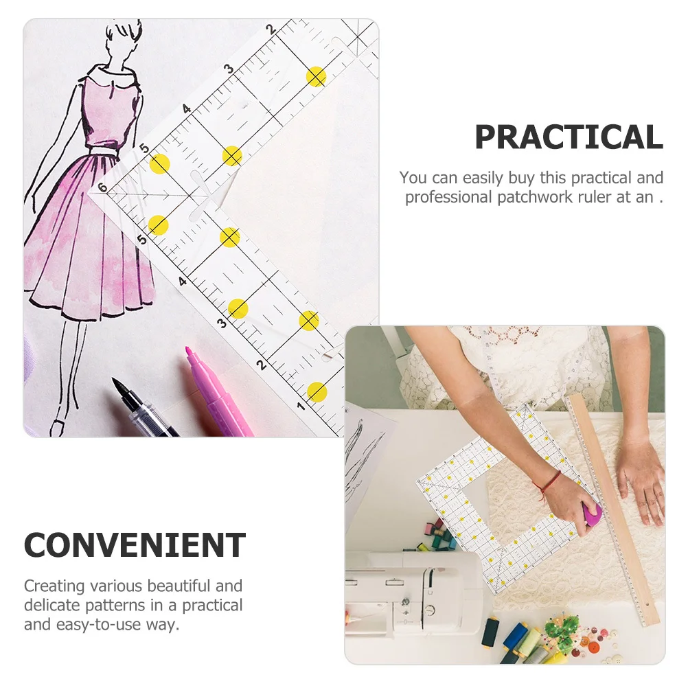 

2Pcs Professional Acrylic Ruler for Sewing Quilting DIY Patchwork Cutting Template Clear Measuring Ruler Craft Fabric Design