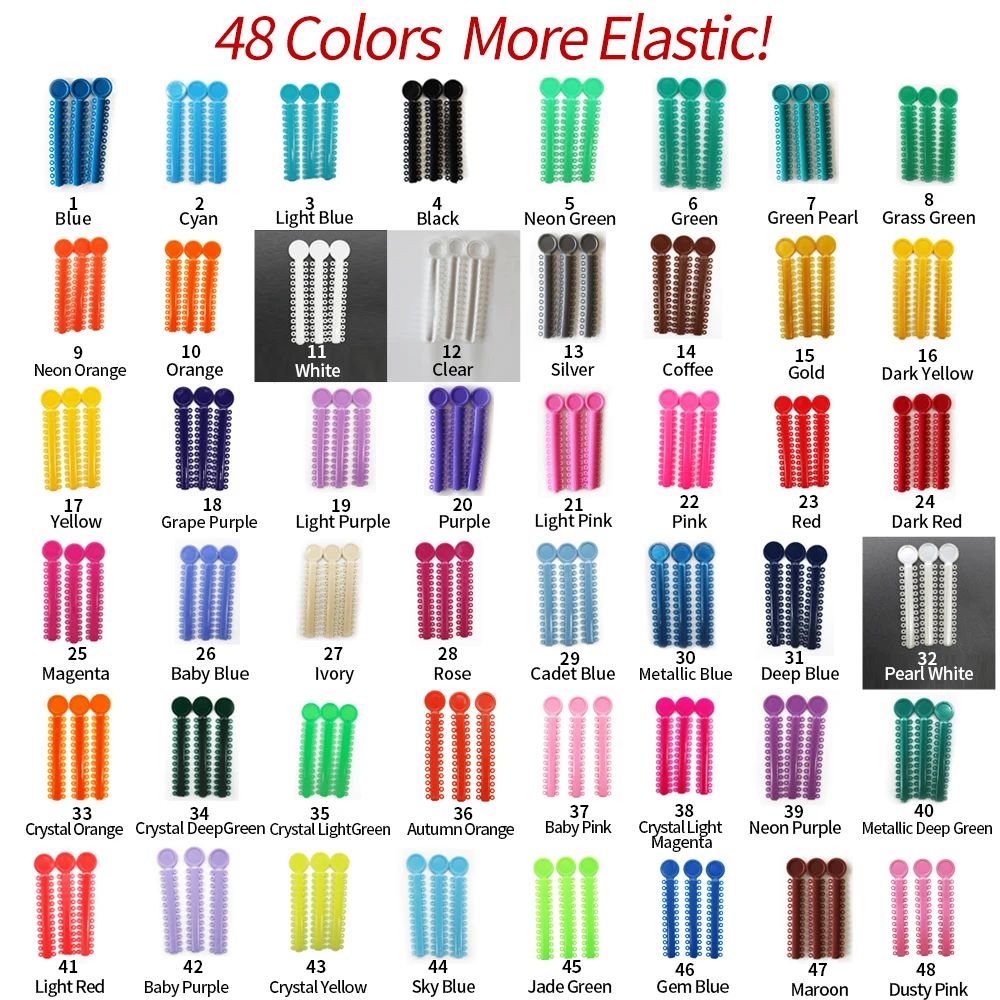 40Sticks 1040Pcs Dental Ligature Tie Rubber More Elastic Orthodontic Rubber O tie 48Colors