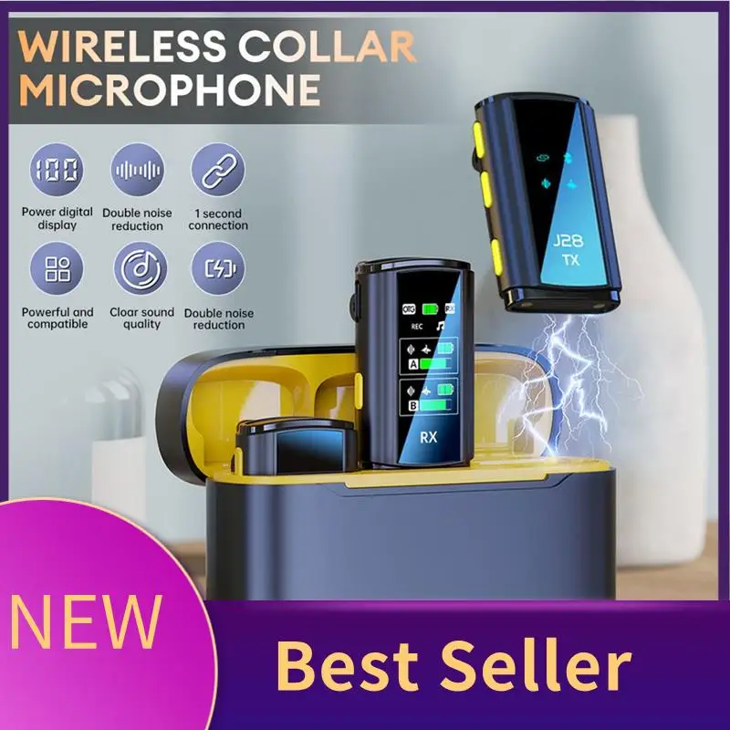 

M07K-Беспроводной петличный микрофон, стереомикрофон с двойным шумоподавлением и чехлом для зарядки для камеры, смартфона, прямой трансляции