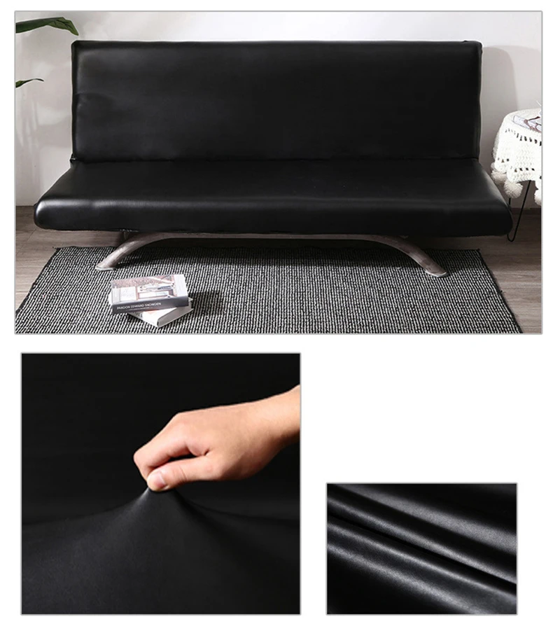 Pu Leather Sofa Bed Cover Without Armrest Slipcover Elastic Anti-dirty Folding All-inclusive Couch Cover Pet Furniture Protector