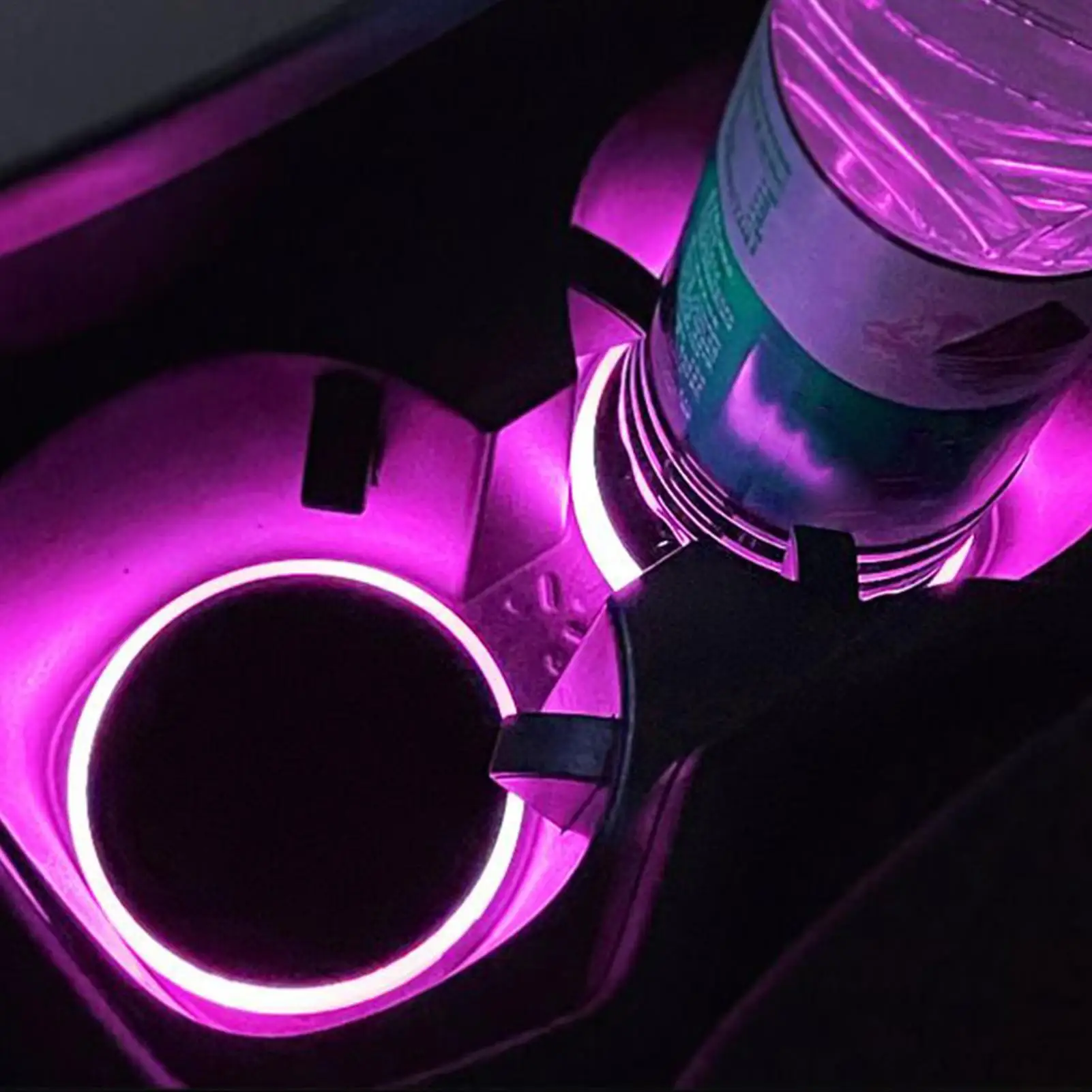 LED Coasters 1 Pair USB Charging Solar 7-Color Supplies LED Car Cup Holder Lights For Atmosphere Lighting Charging Vehicle