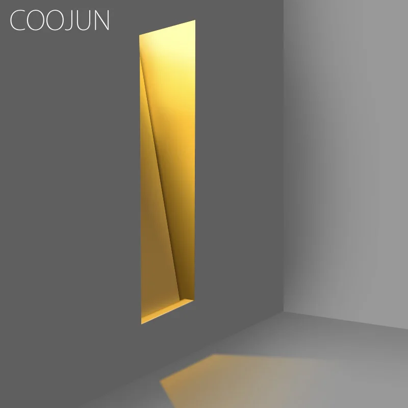 COOJUN Recessed LED Wall Lamp Frameless Downlight Step Staircase Light Aisle Corridor Lamp Wall Stairs Indoor Lighting AC85-240V