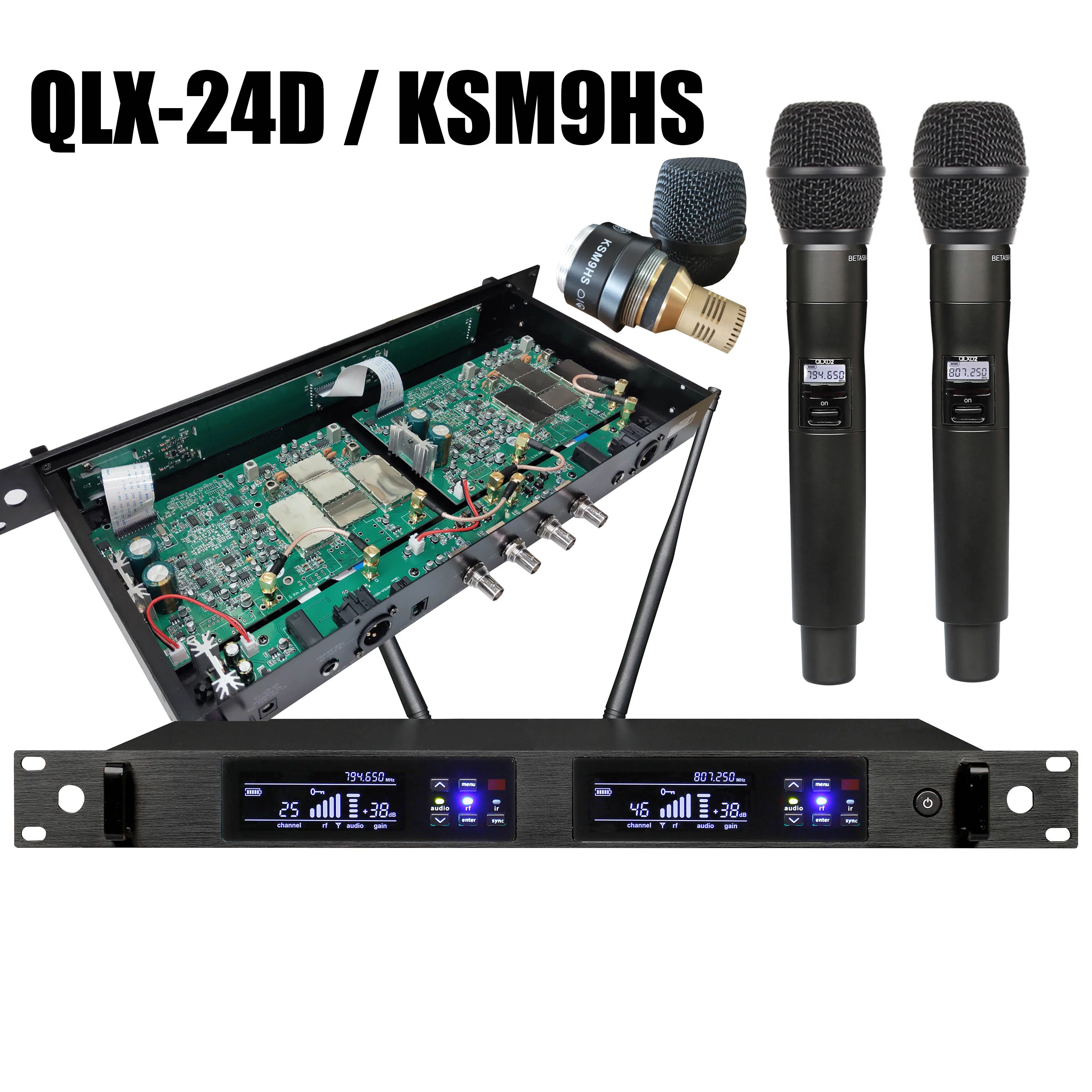 LCZ AUDIO QLX-24D Beta87a Condenser Microfones Dynamic Beta58 Mic  KSM9HS Professional Microphone Antenna BNC 12V Output