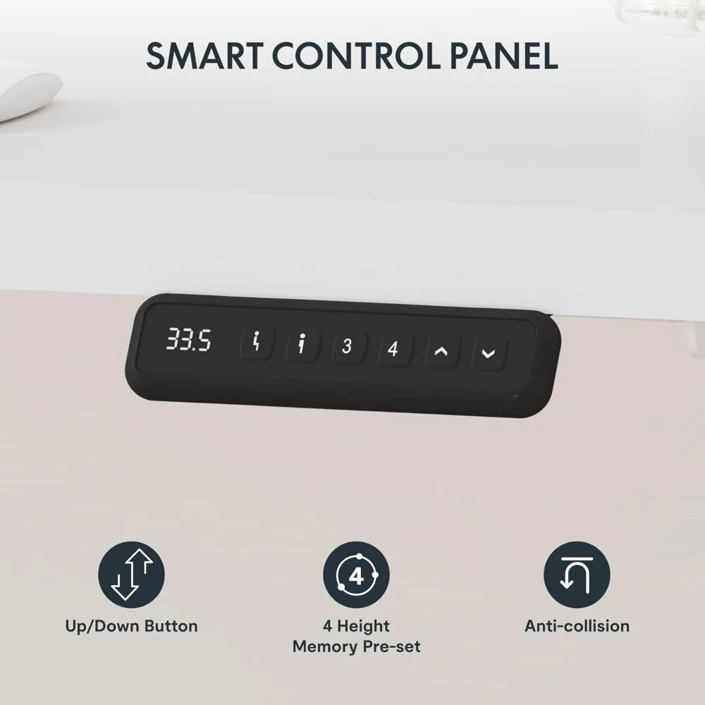 Mesa de canto elétrica ajustável, mesa de computador em forma de L de 63 x 48 com superfície de trabalho de nível dividido para escritório doméstico