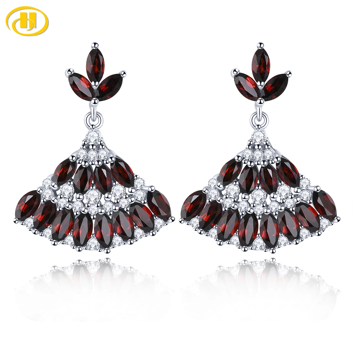 

Natural Red Garnet Solid Sterling Silver Stud Earring 3 Carats Genuine Birthstone Elegant Fine Jewelry Design S925 Rhodium Plate