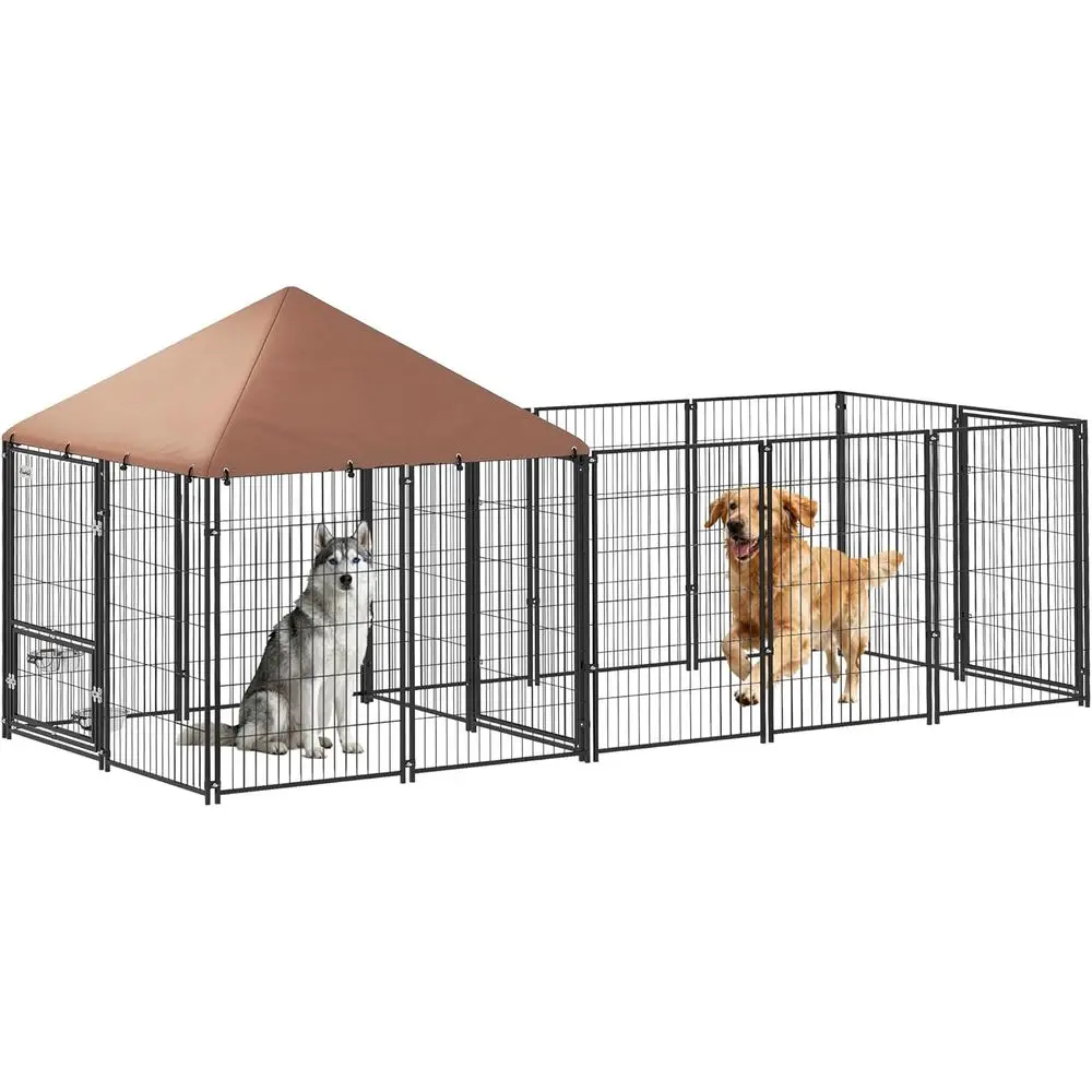 

Уличный вольер для крупных собак, сверхпрочный вольер-манеж с вращающимися и регулируемыми по высоте мисками, водонепроницаемый и устойчивый к УФ-излучению