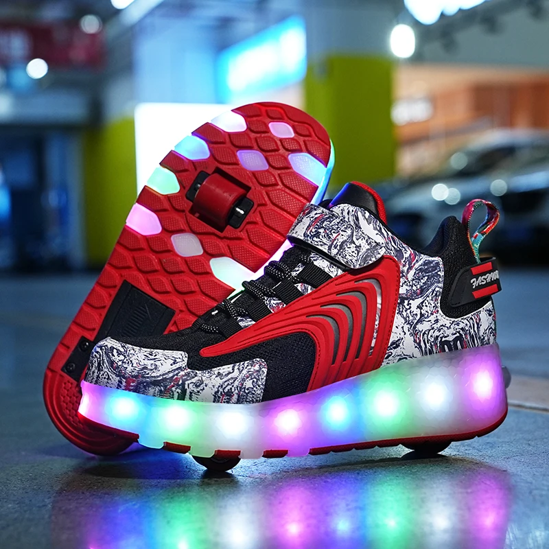 Children's flashing Roller Shoes Outdoor Deformation Parkour Skates Dual-Use Girls Boys fashion Roller Skates