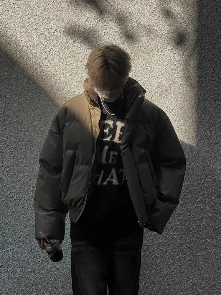 

American Sle Streetwear Thiened Stand Collar Cotton Jaet Men's Winter Retro Cleanfit ort Couple's Outerwear Trendy