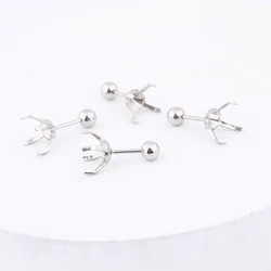 10pcs Stainless Steel 6mm 8mm Pearl Mount Earring Setting Blanks Claw Studs With Screw Backs Diy Post Earring Making Supplies