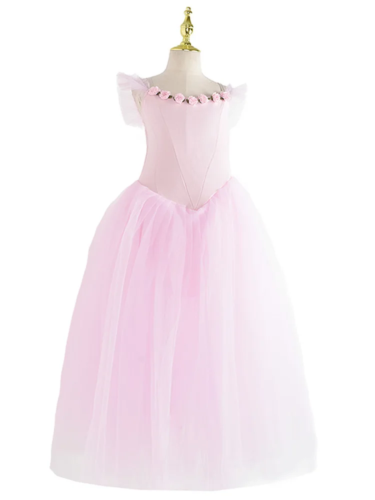 

New Professional Ballet Tutu Long Tulle Dress Girls White Swan Ballet Dress Performance Dance Ballerina Costume Kids For Girls