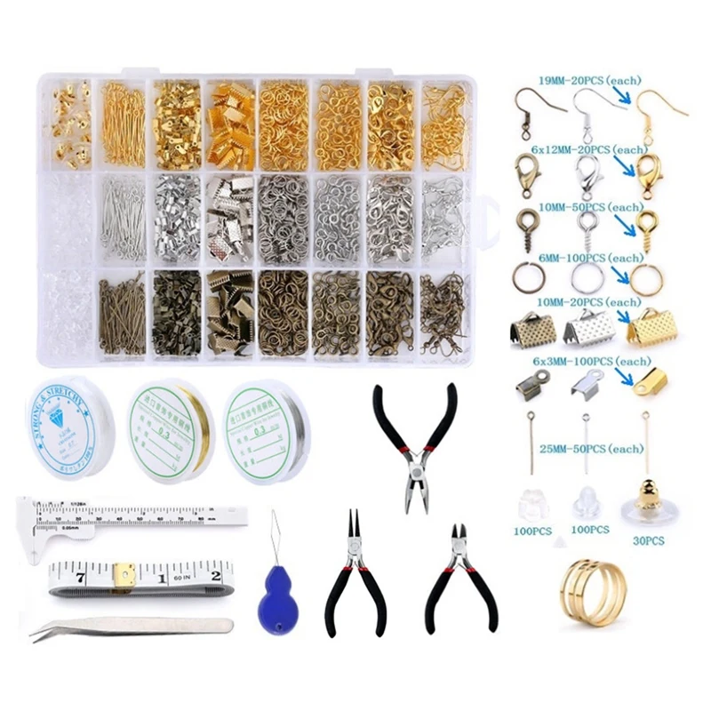 Jewelry Findings Set Jewelry Making Tools Copper Wire Open Jump Rings Earring Hook Jewelry Making Supplies Kit