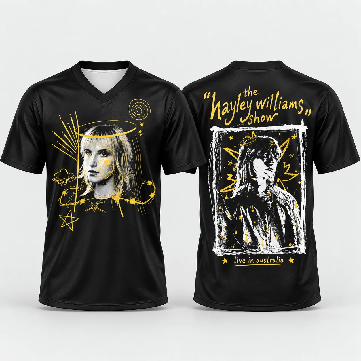 Vintage Hayley Williams Graphic Jersey for  Men Women V Neck Concert Shirt Short Sleeve Music Fan Tee Streetwear Festival Top