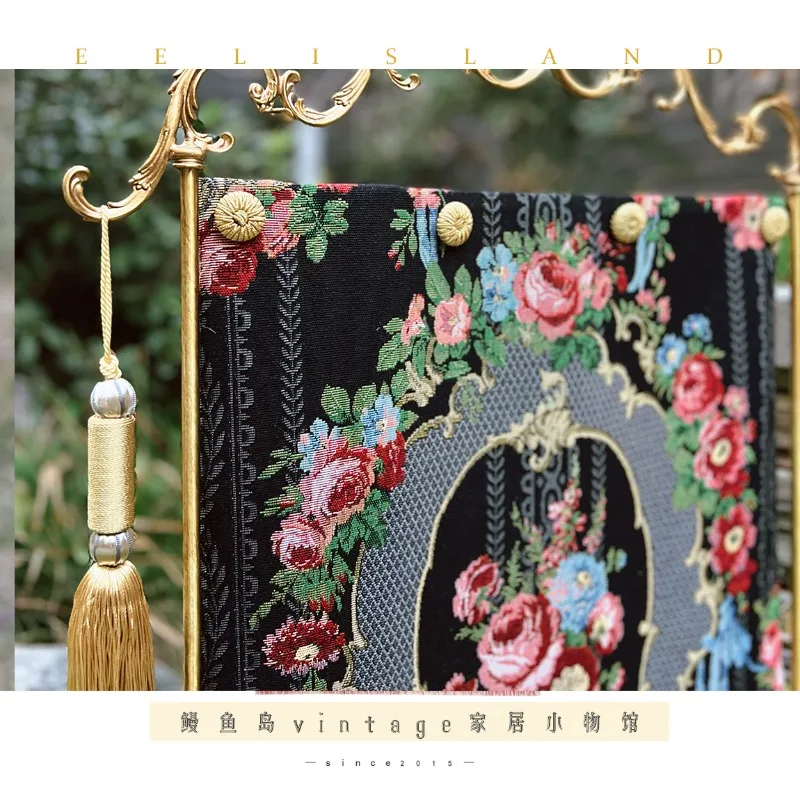 Retro French Brass Fireplace Screen European Style Soft Decoration for Home