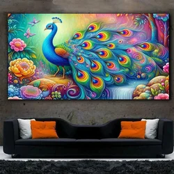 5D DIY Diamond Painting Large Size Animal Kit Beatiful Peacock Flowers DIY Handmade Diamond Mosaic Embroidery Art Home Decor