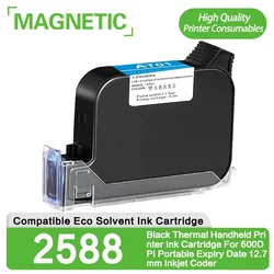 Eco Solvent Ink Cartridge 2588 Black Thermal Handheld Printer Ink Cartridge For 600DPI Portable Expiry Date 12.7mm Inkjet Coder