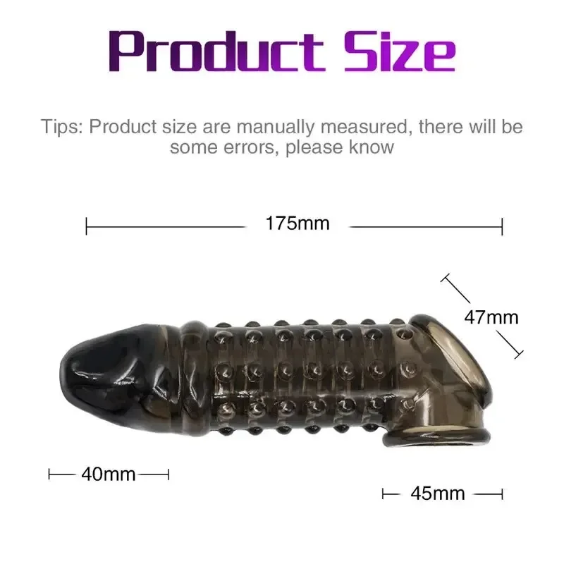 Reusable Penis Extender Cock Rings Delay Ejaculation Penis Condoms Dick Sleeve Silicone Glans Cover Enlargement Sex Toys For Men