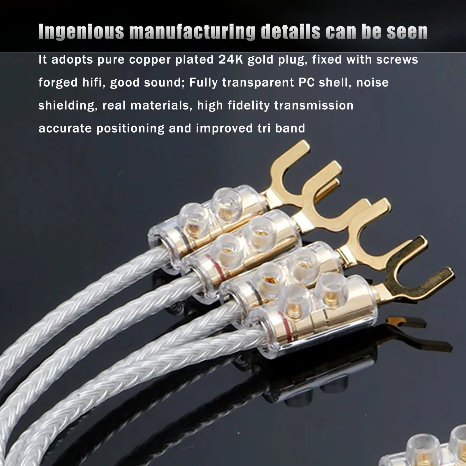 4PCS Hifi OCC Silver Speaker Jumper Bridge Aaudio Cable Over Machine Line Speaker Cable Gold Plated Banana Y plug Speaker Wire