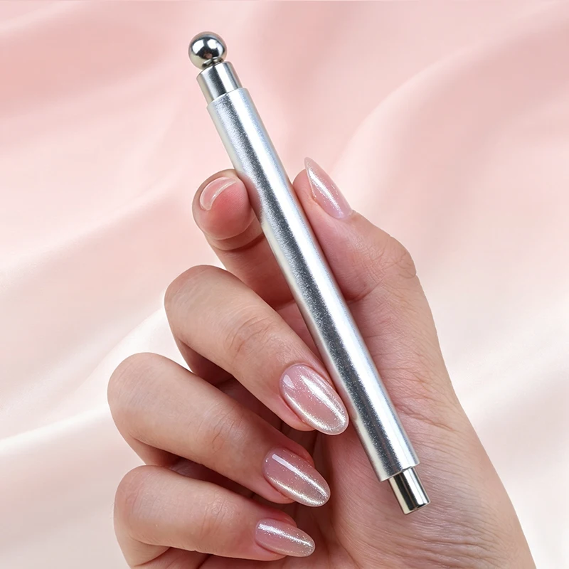 Double Head Cat Eye Nail Magnet Wand 2 Different Size Ball Magnetic Pen Wide Light Glass Bead Chasing Light Cat Eye Nail Tool