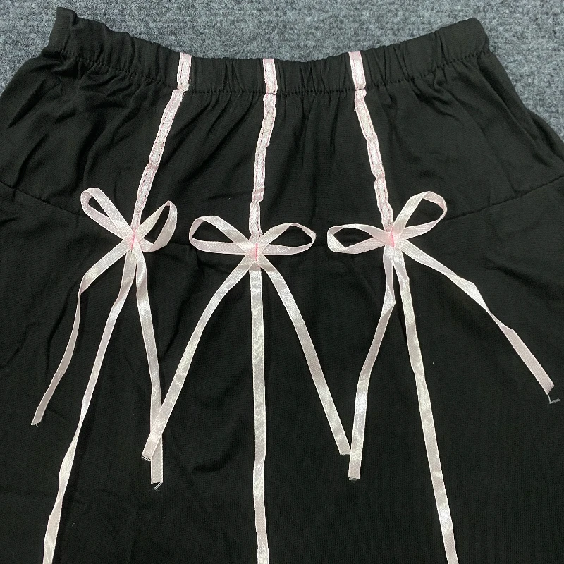 Summer patchwork personality Butterfly knot Mini Short Skirt Women Street Y2K Black Japanese Fashion Casual Women's Clothing