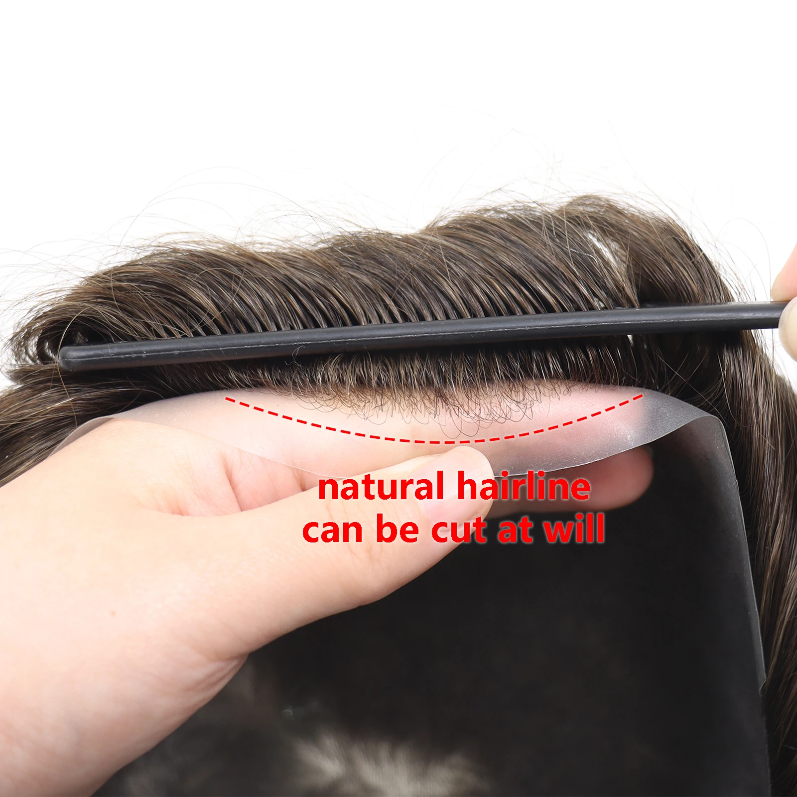 Perruque postiche marron pour hommes, Base en PU, 8x10 pouces, aspect naturel, toupet de remplacement de cheveux 100% naturels, 0.06-0.08mm