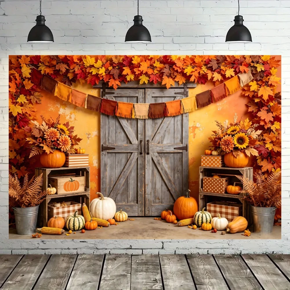 Yeele Photography Backdrop Fall Harvest Autumn Barn Pumpkin Thanksgiving Maple Festivals Family Party Baby Shower Decor Banner