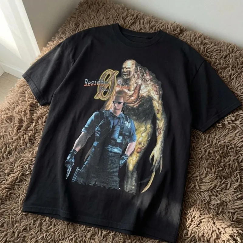 Resident Evil 3 Tactics Man Monster Horror Game Pattern T-shirt Men's T-shirt Summer New Unisex High Street T-shirt