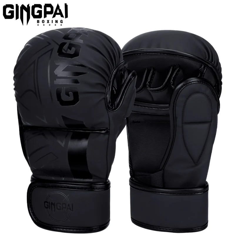 Half Finger Training Gloves Thickened Kickboxing Gloves PU Leather Fight Gloves Boxing Training Accessories for Adult Children